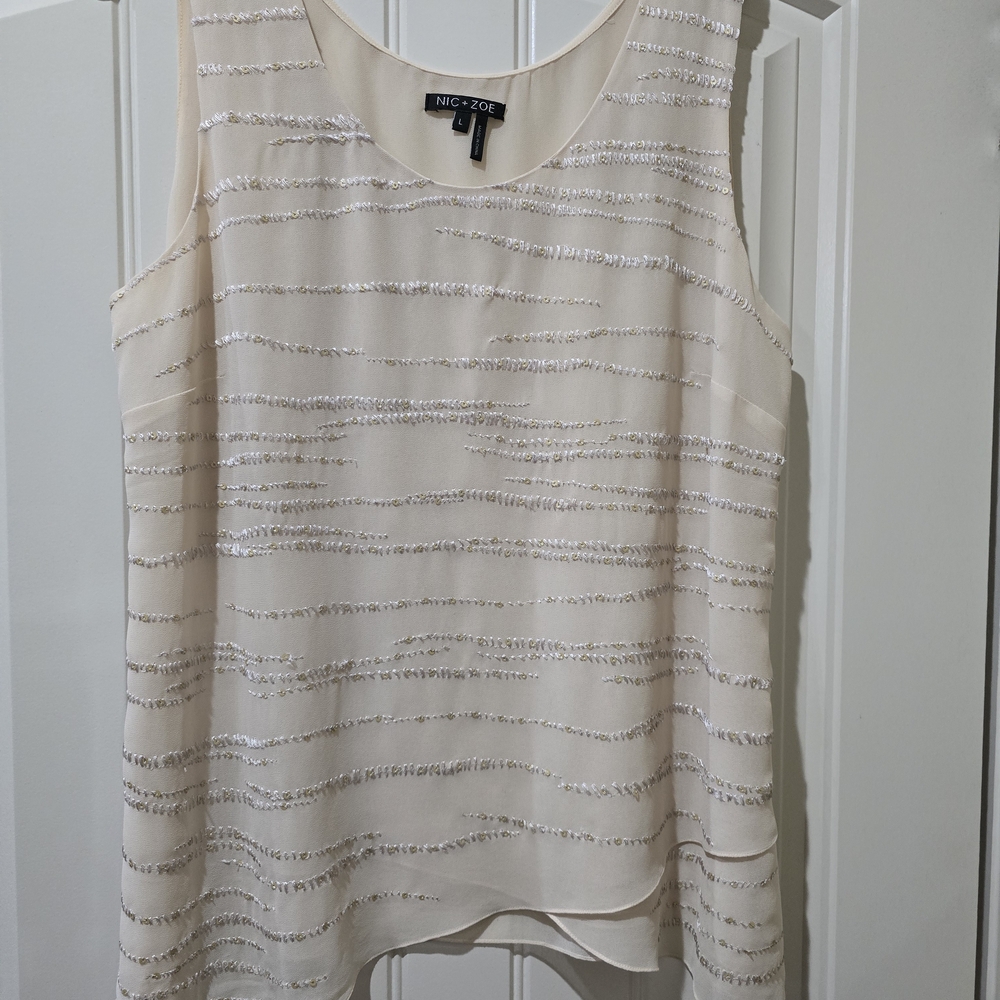 NIC+ZOE Ivory and Metallic Tank Top